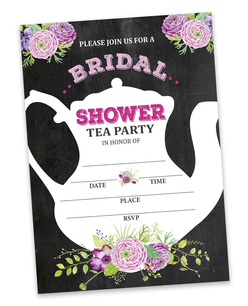 Inkdotpot 30A FloralA Fill-In Style Bridal Shower Invitations Wedding Blank