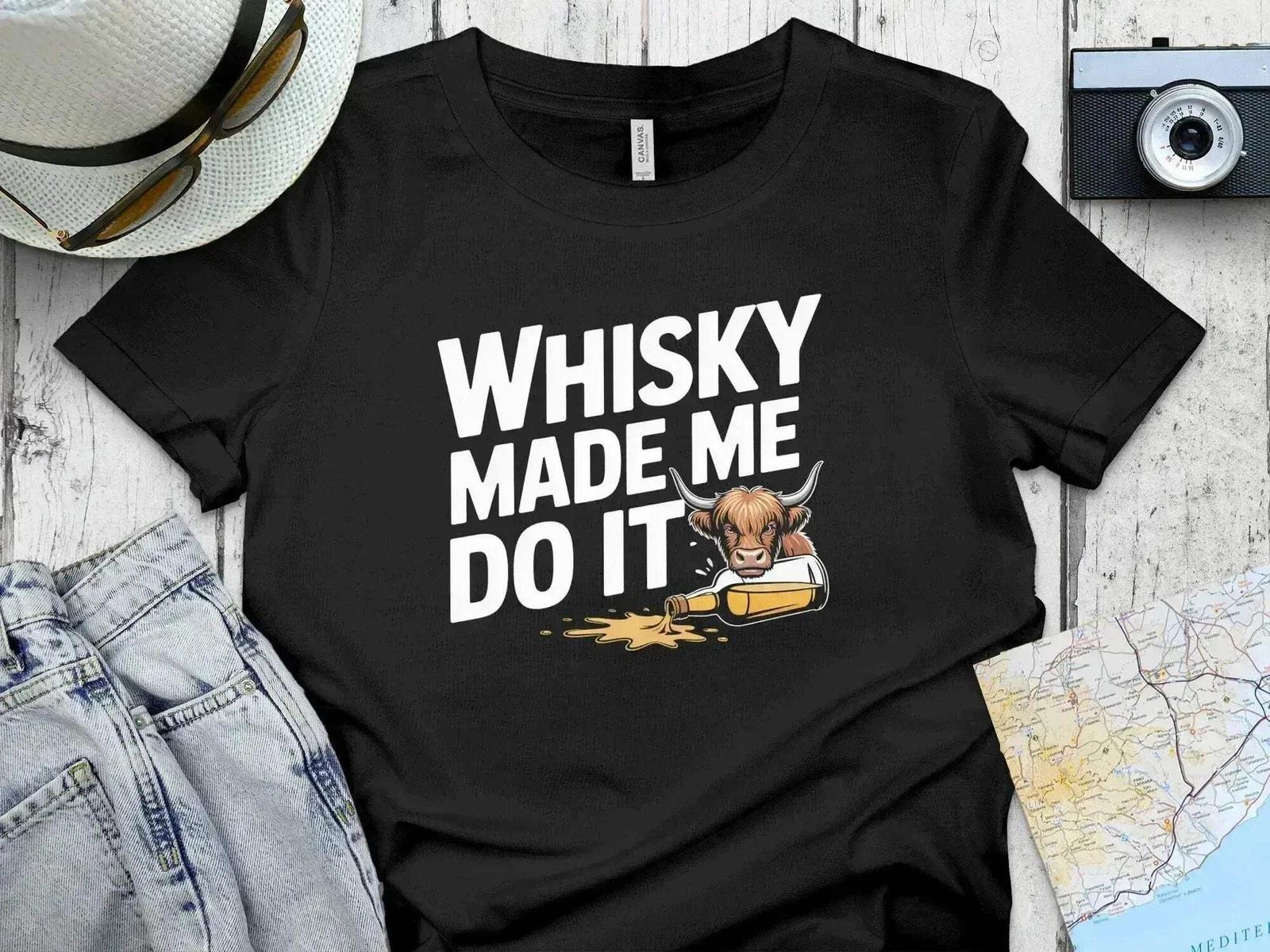 The Whisky Made Me Do It – Highland Cow T-Shirt M