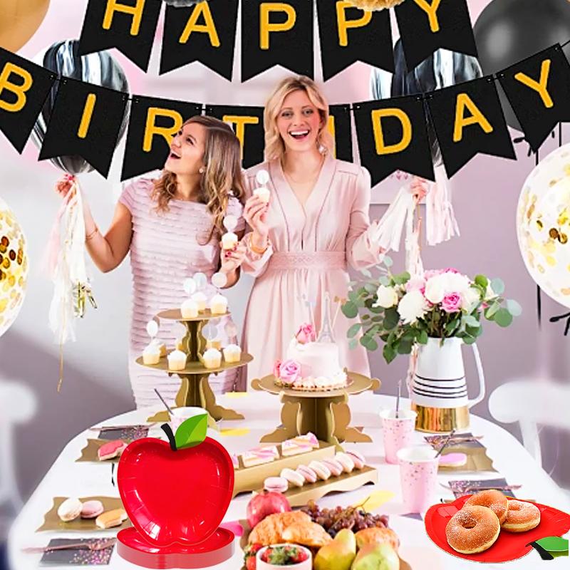 10PCS/Set Paper Plates Family Gatherings Party Supplies Funny Disposable Plates Portable Apple Shape Cute 16x18cm