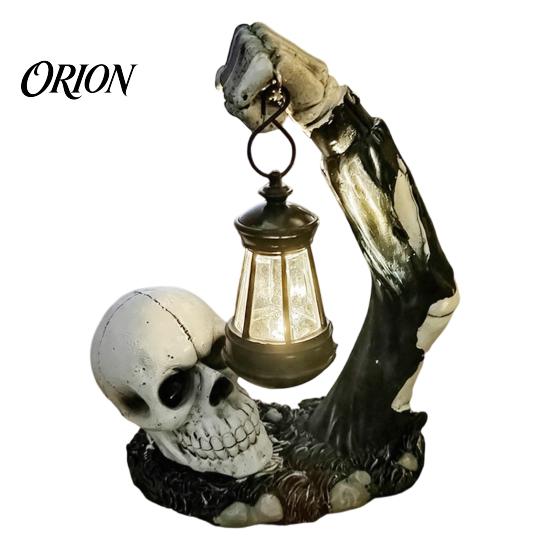 Outdoor Halloween Yard Props Creepy Zombie/Skeleton Lantern Statue, Resin Horror Zombie Figurine Decor, Light Up Durable Courtyard Party Ornaments