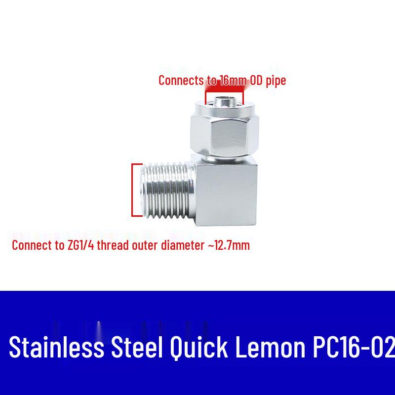 304 Stainless Steel Pneumatic Quick Connect Fitting for Air Hose and PTFE Tube, PC8-02.