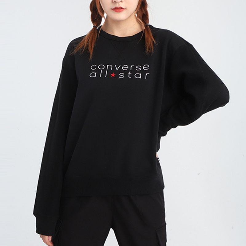 Converse Sweatshirts Women's Black Crew Neck Moderate Regular 10019801-A01