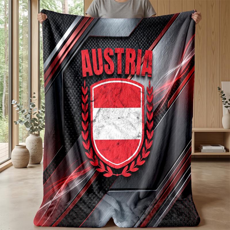 Austria Football Printed Flannel Blanket Skin Friendly Warm Decorative Throw for Indoor Couch Bed Daily Use