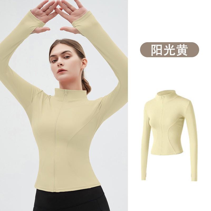 Womens Slim Fit Quick-Dry Yoga Jacket Long Sleeve Running Sport Top Tight Fitness Outerwear