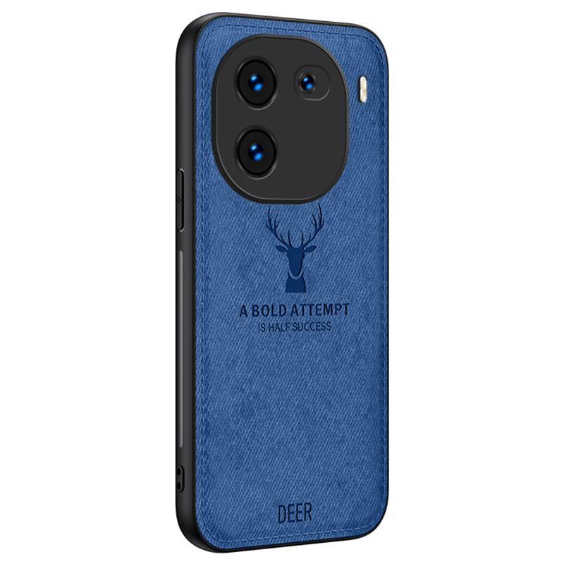 For vivo iQOO 12 5G Cloth Texture Case Deer Impressions Phone Cover