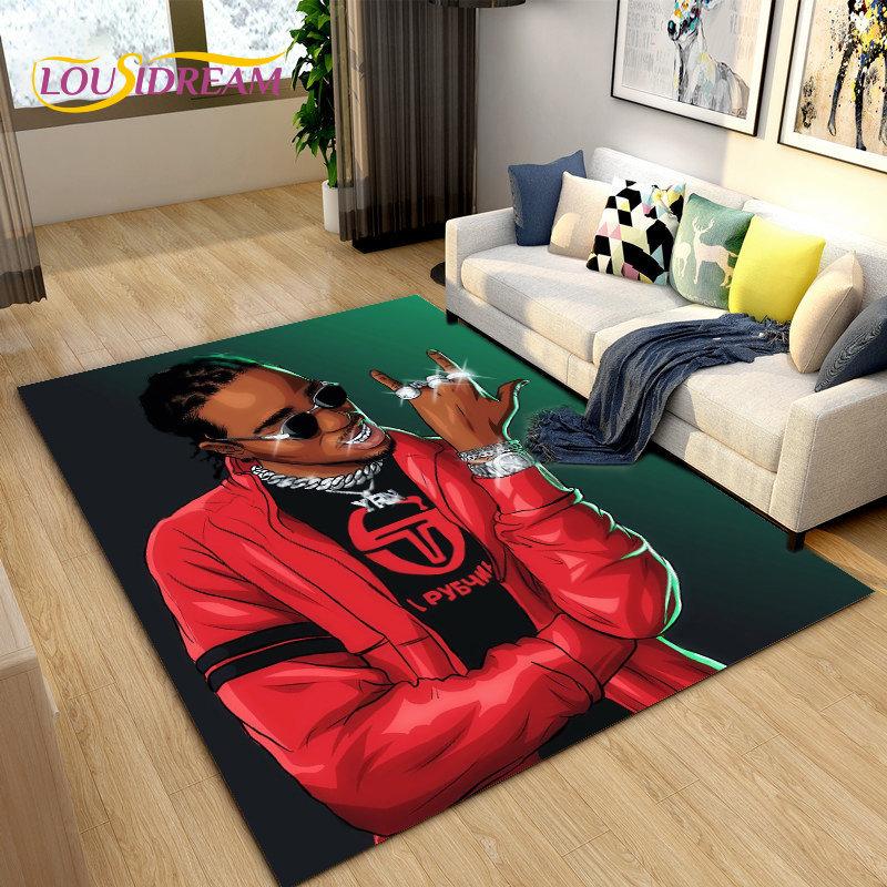 Hip Hop Art Rapper Legend Star Area Rug Large,Carpet Rug for Living Room Bedroom Sofa Doormat Decoration,Kids Non-slip Floor Mat