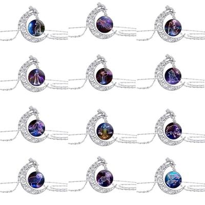 Fashion Constellation Necklace Horoscope Astrology Zodiac Pendant Leo Libra Scorpio Sagittarius
