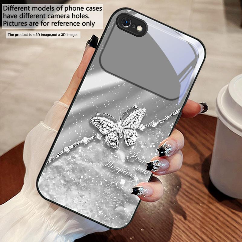 Elegantní modrý motýl Pro iPhone 17 Air 16 E 15 14 13 Plus 12 mini 11 17 Pro Max XR Xs Max 16E 7 8 Tvrzené sklo Kryt na telefon