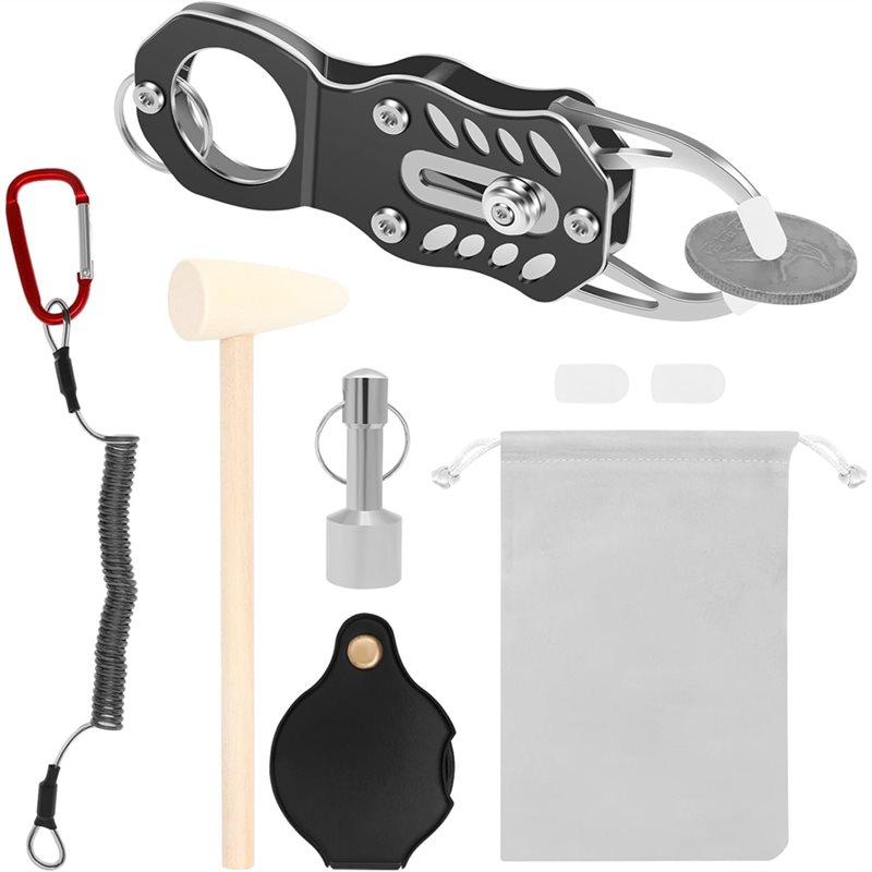 B-Est Pocket Tester Kit Portable Gold And Silver Change Resonance Testing Tool With Hammer And Magnifying Glass For Collectors синий