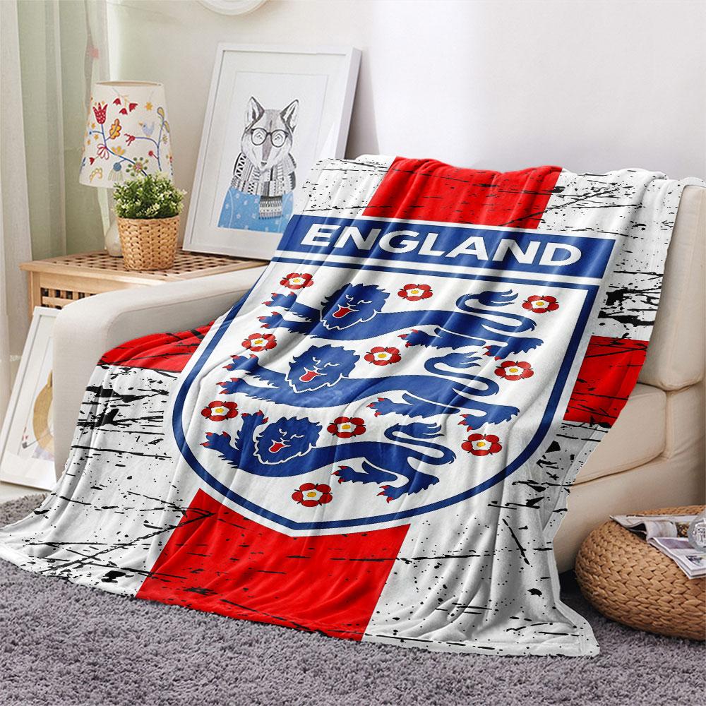 1PC England National Football Team Patterned Flannel Blanket Suitable For All Seasons for Home Decor Warmth and Comfort Gifts Holiday Present