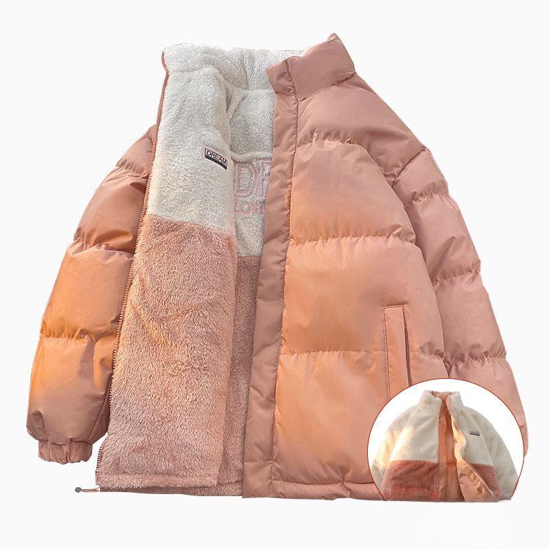 Nuovo cappotto imbottito in cotone spesso e pile double-face, cappotto da uomo e da donna coreano