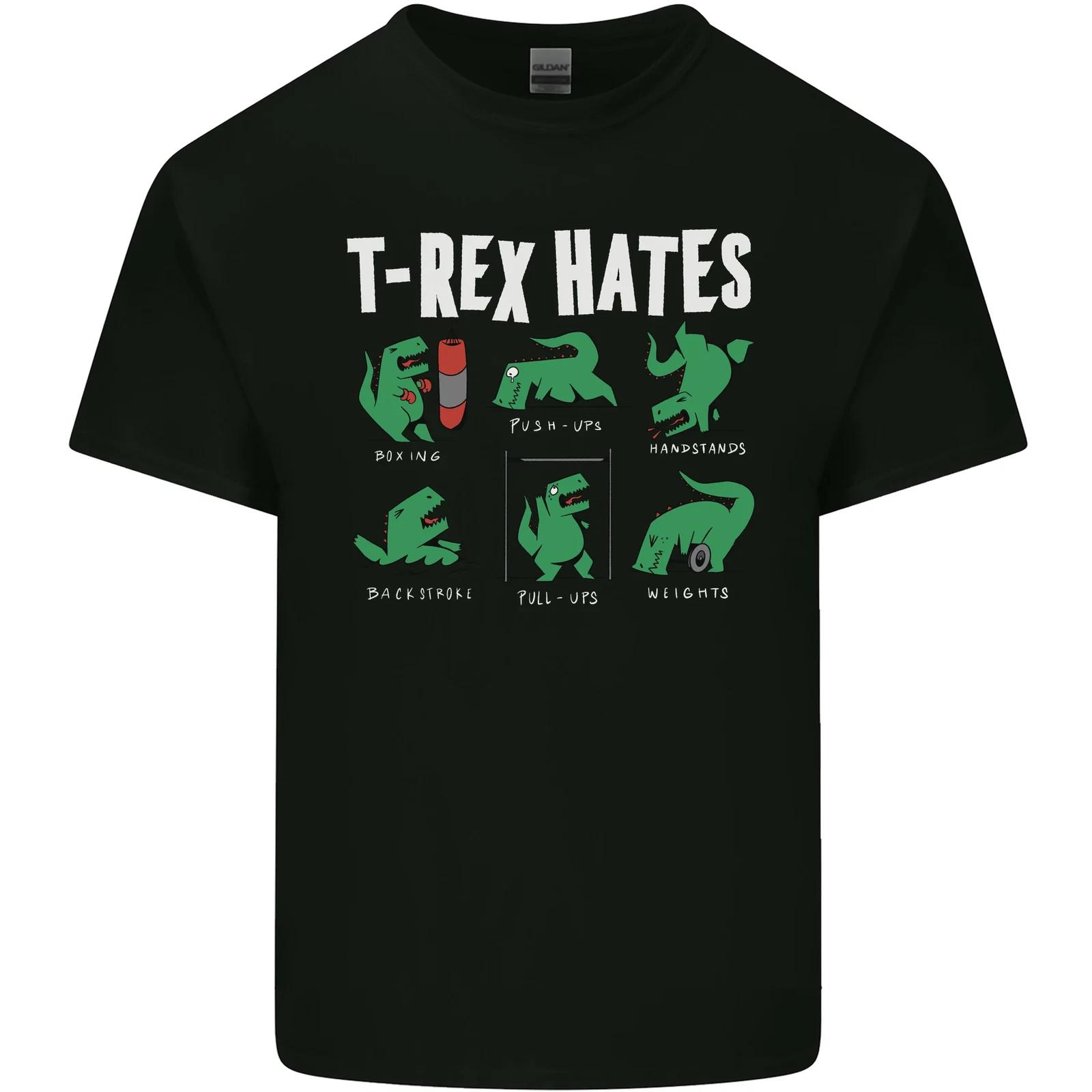 T-Rex Hates Funny Dinosaurs Jurassic Gym Kids T-Shirt Childrens 3XL