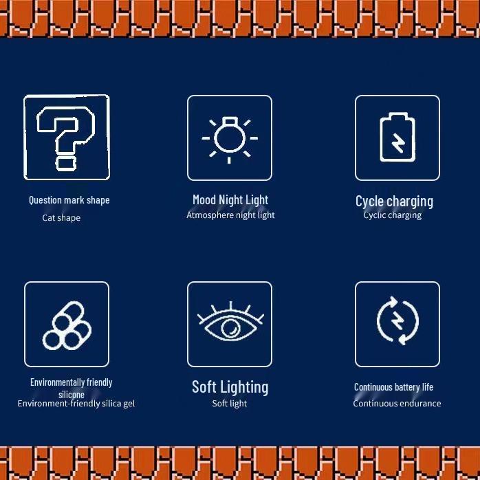 Super Mario Question Mark Sounding Night Light: Mute Option, Creative Desktop Ambiance, Upgraded 3rd Gen