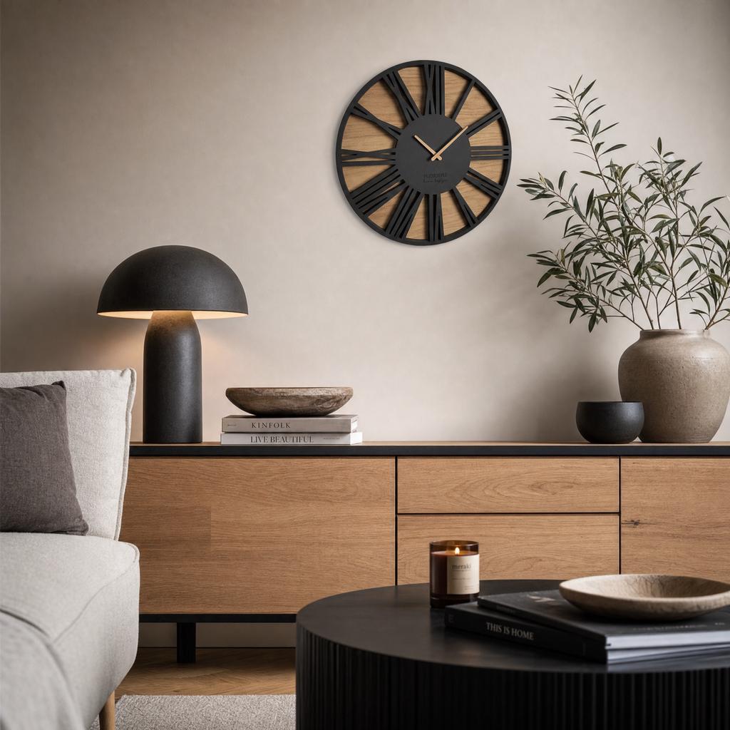Large Roman wall clock black Loft 50cm