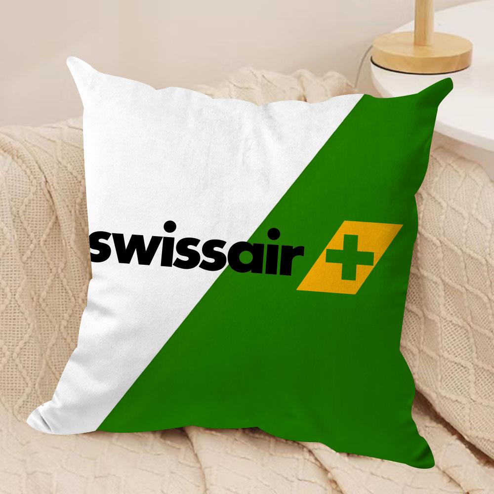 Swiss Airlines S-Swissair Cushion Cover Soft Plush Fabric Double-Sided Printed Sofa Cushion Cover for All Seasons Home DecorGift