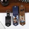 Vintage Leather Keychain with Stainless Steel Pendant