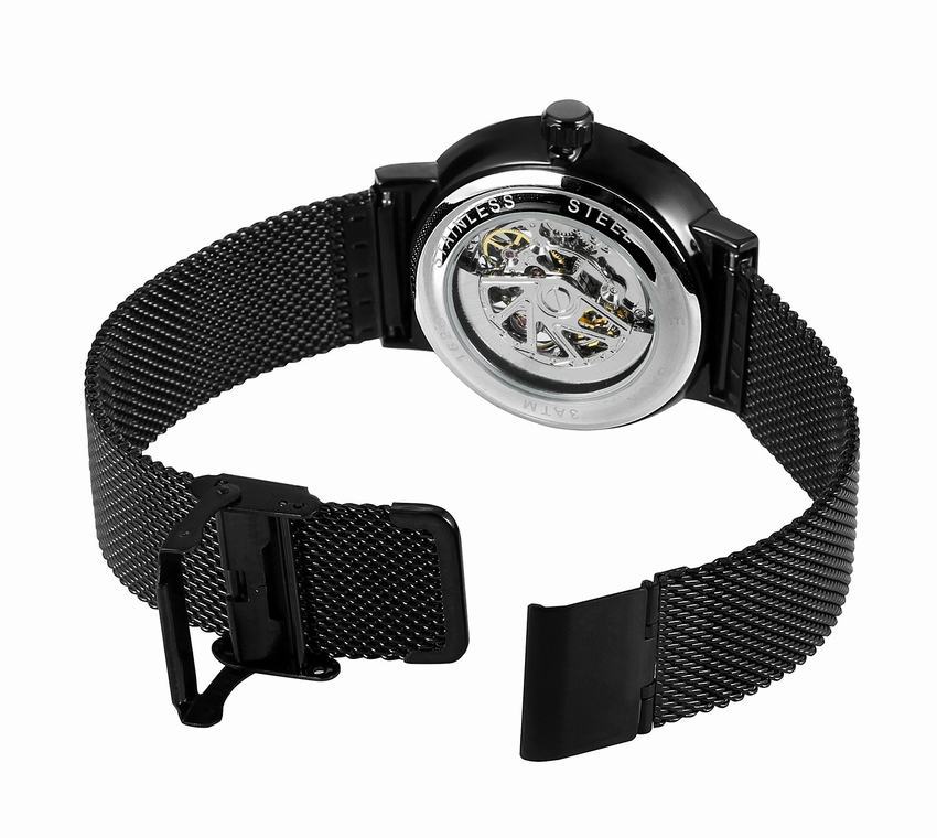 T-winner Wasserdichte mechanische Uhr für Herren, modisch, lässig, hohler Mesh-Gürtel, automatische mechanische Uhr