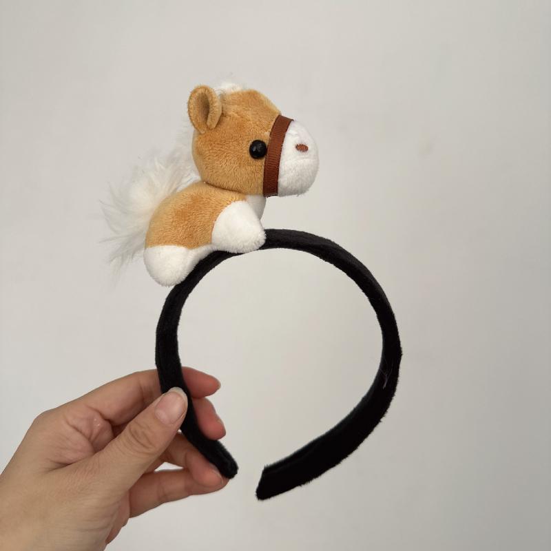 Søt Liten Hest Plysjdukke Armbånd Snap-armbånd For Barn Gave Utstoppet Hest Dame Pannebånd