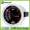 Smoke Lens 2"52MM Boost Turbo Meter -1~2BAR,-30~30PSI Boost Gauge with White Backlight for Universal Petrol Auto Car 12VDC