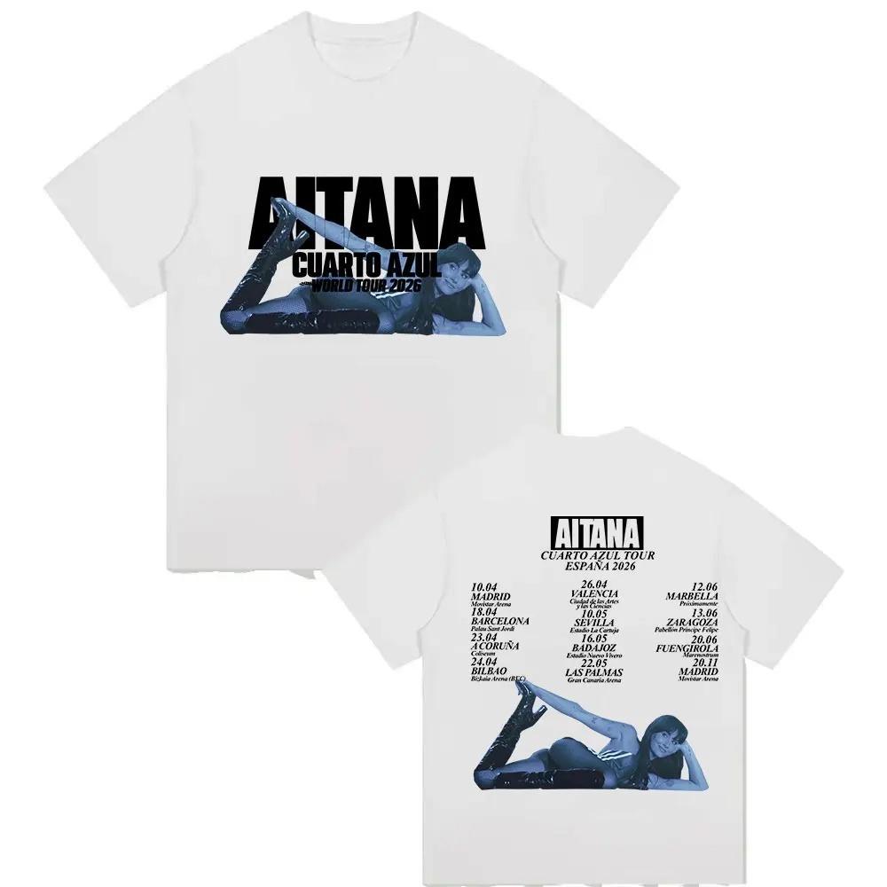 Camiseta con Estampado Aitana Cuarto Azul World Tour 2026 para Unisex y Mujeres Hiphop Retro Verano Invierno Estampado Camiseta de Algodón Puro
