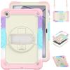 Contrast Color Rotating Stand Case with Strap for Samsung Tab A9 Plus X115