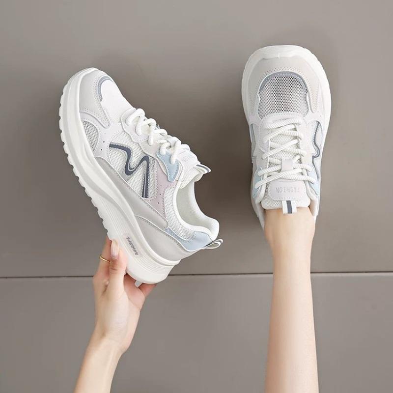 

Сетчатые дышащие кроссовки на толстой подошве в стиле «папа» женские новые летние простые кроссовки студенческие с круглым носком на шнуровке 40 синий