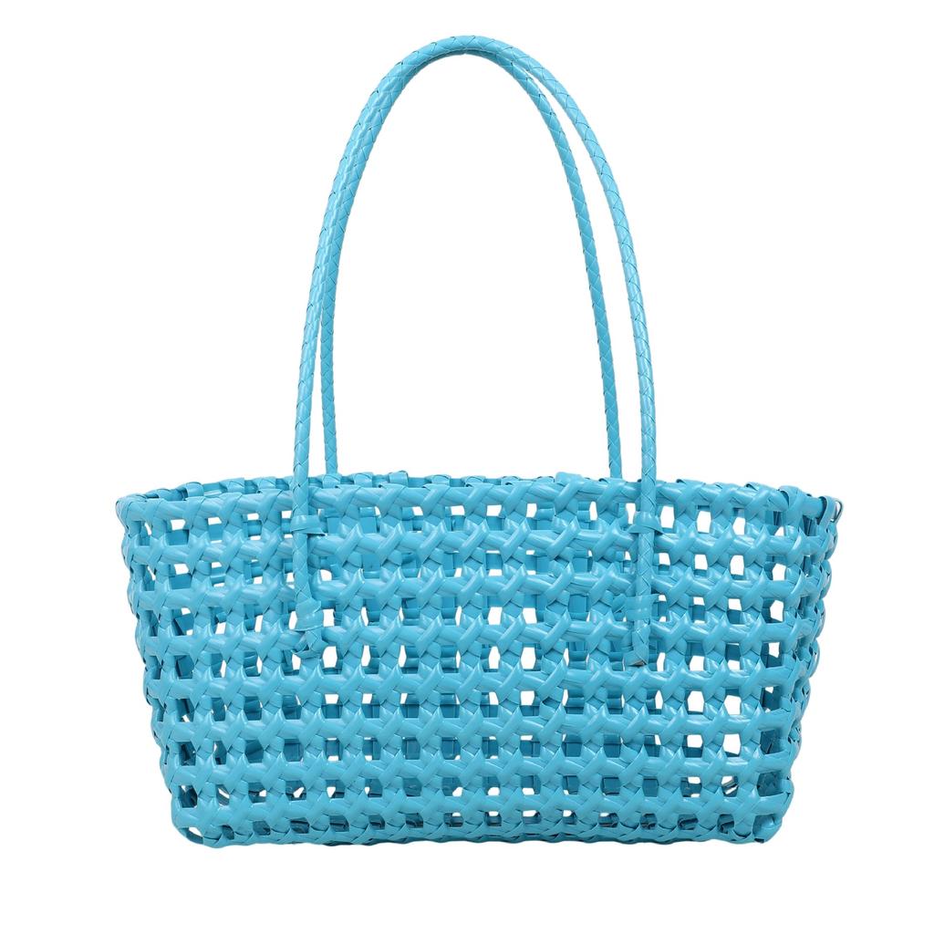 Stylish and simple handbag summer new woven striped hollow bag storage basket pastoral vegetable basket shoulder bag
