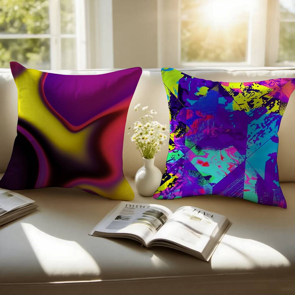 Cyberpunk Gradient Tone Pillow Case Anti-dustmite Pillowcase Invisible Zipper Silky Short Plush Sofa Cushion Cover