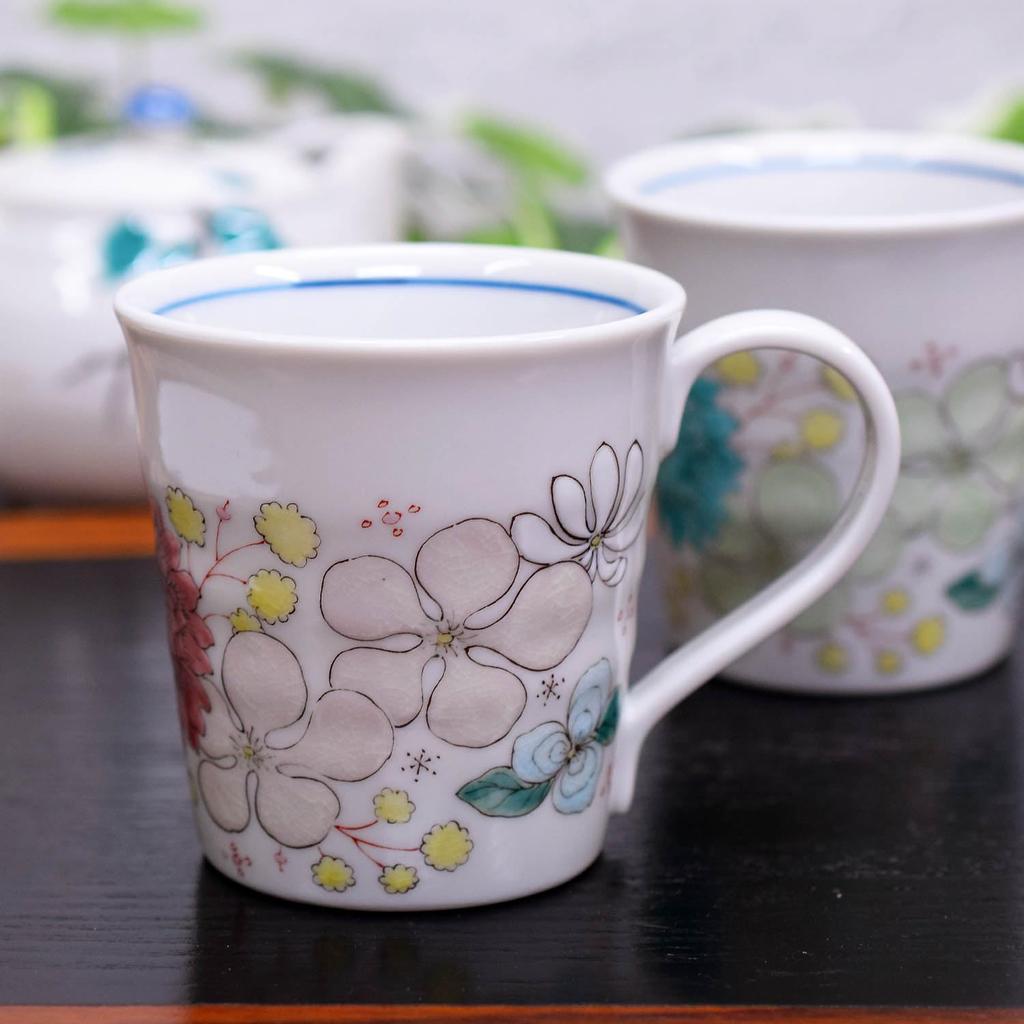 Waza no Kura Stylish Mug Pair Set Kutani Ware Hanahana Pottery Luxury Brand Tableware Made in Japan
