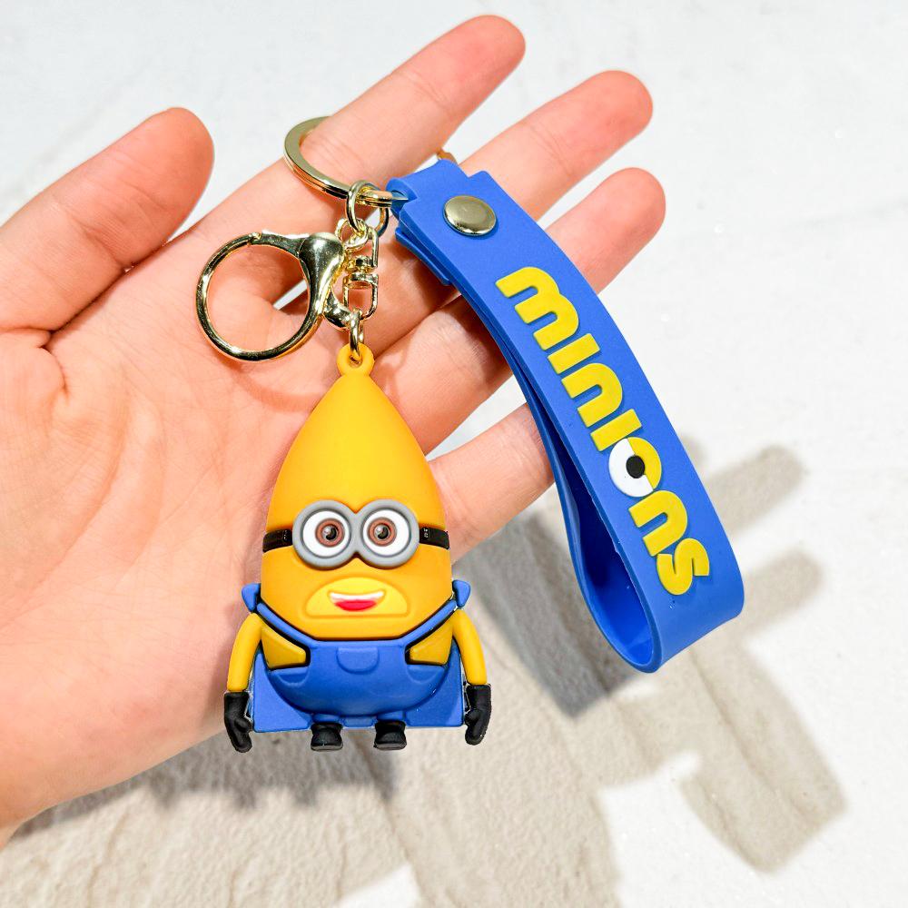 New Anime Minions Keychain Cartoon Child Toy Gift Key Ring Pvc Minion Doll Cute School Bag Pendant Car Key Chain Accessories