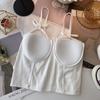 One-piece Cup Anti-slip Camisole Vest For Women Sweet And Hot Sexy Ruched Diamond Decorated Base Layer Inner Wear Bandeau Underwear