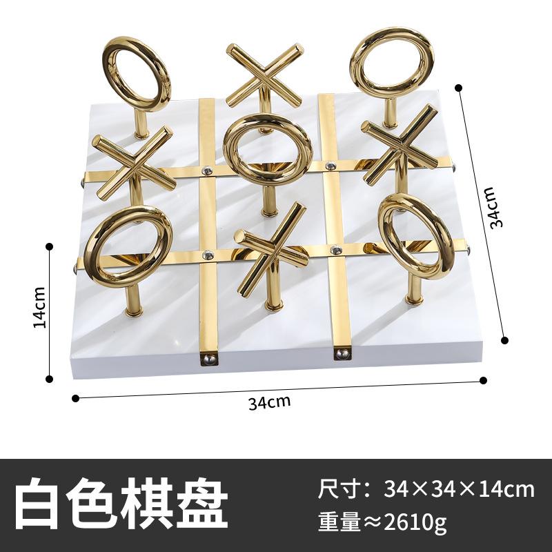 

Golden Chess Pieces Casual Chess Games Desk Decoration Creative Tic-Tac-Toe Game Wood Chessboard Geometric Artwork Ornaments белый