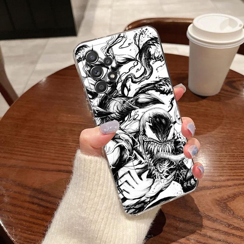 Marvel Venom Black Art Clear Case For Samsung Galaxy A57 A37 A56 5G A36 Cases A55 A54 A35 A26 A07 A17 A16 A06 A36 A15 Soft Cover