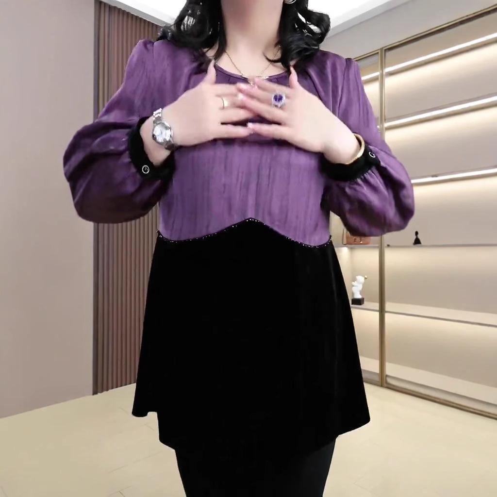 Spring Silky Long-Sleeve Plus Size Shirt for Women