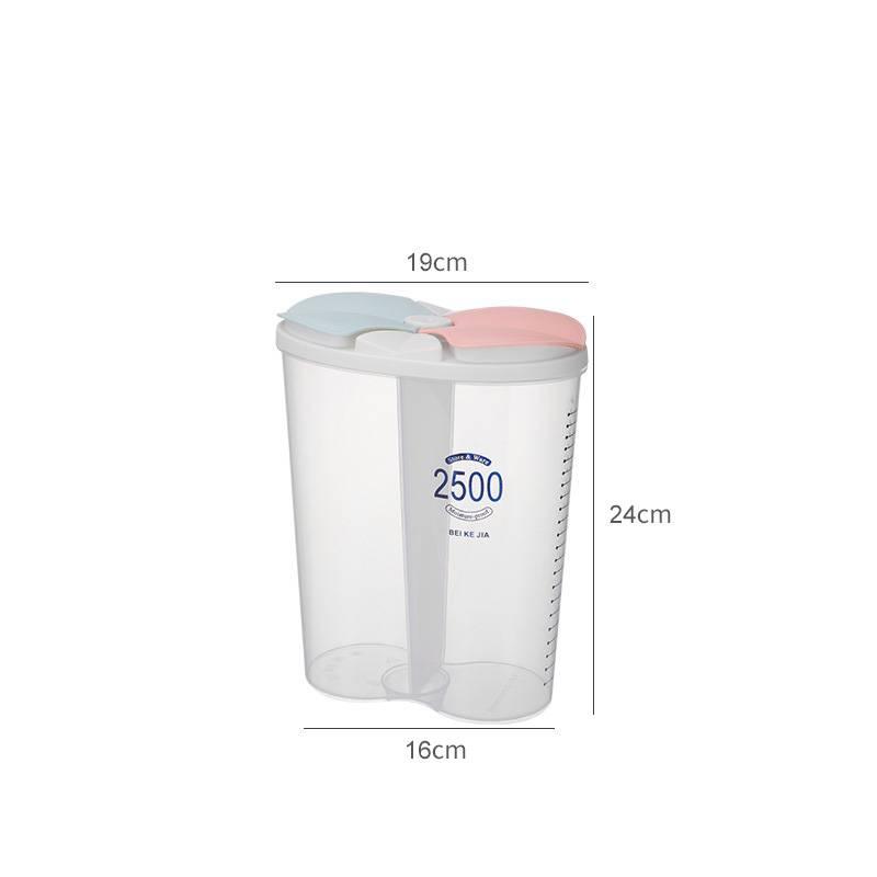 Nádoba na skladování obilí s víkem na zacvaknutí, více přihrádek, velkokapacitní organizéry, dělený design, nepropustná těsnění pro lednici