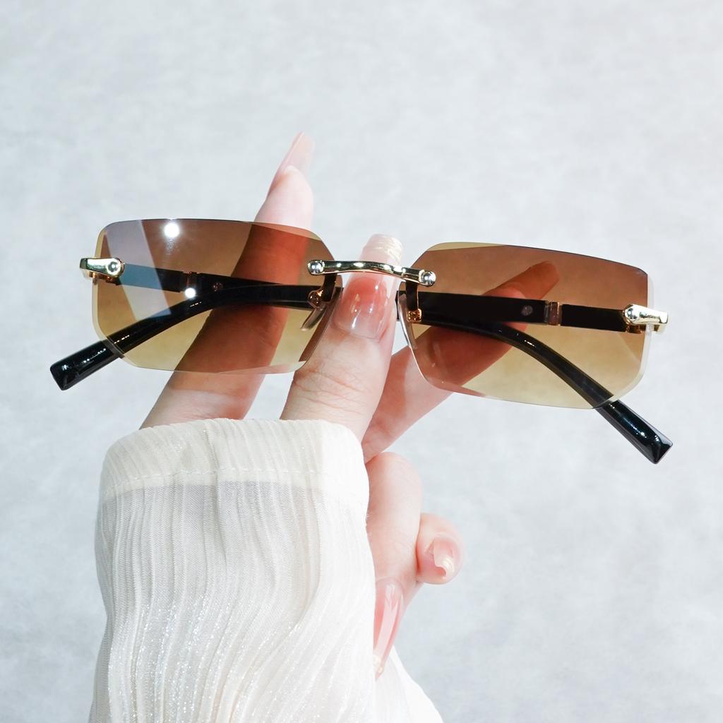 Vintage Style Frameless Square Y2K Fashion Glasses for Men Women Decorative Lens Function Normal Fit Daily Leisure