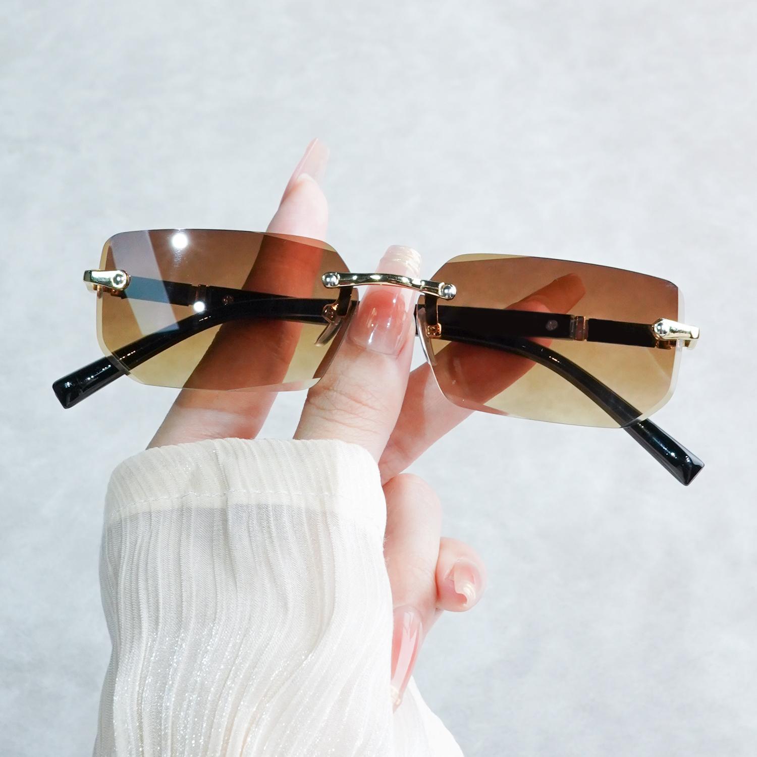 

Винтажные квадратные очки без оправы в стиле Y2K для мужчин и женщин, декоративная функция линз, стандартная посадка, для повседневного досуга