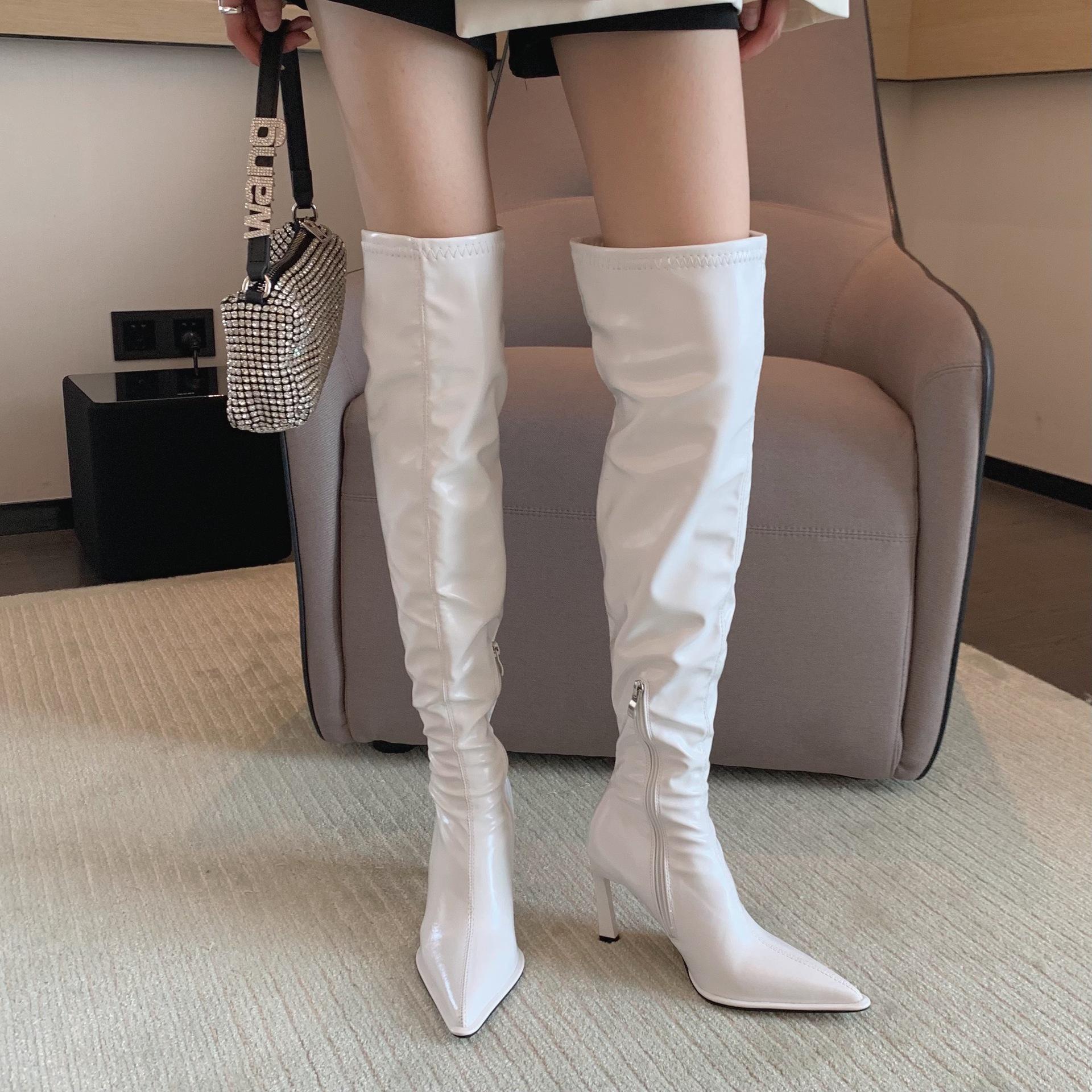 

Глянцевые Супер Длинные Сапоги Лакированная Кожа Сапоги Выше Колена Высокий Каблук Сексуальные Узкие Узкие Джазовые Танцевальные Сапоги Супер Высокий Каблук Сапоги для Танца на Пилоне 36 чёрный