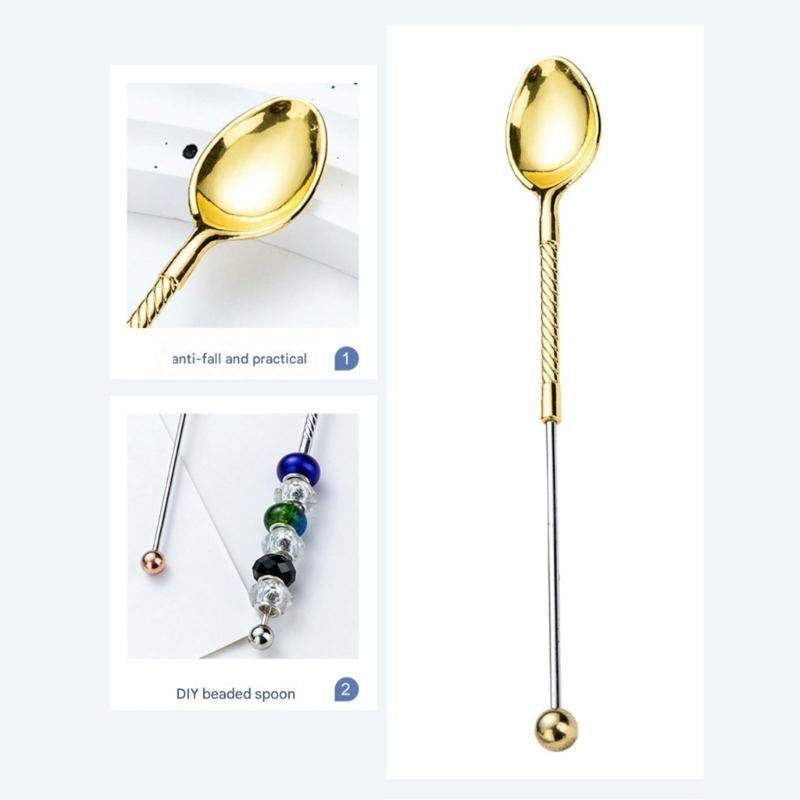 Artistic Metal Coffee Spoon Beaded Handle Perfect For Ice Cream Parlors Birthday Party Decorations Top Sale