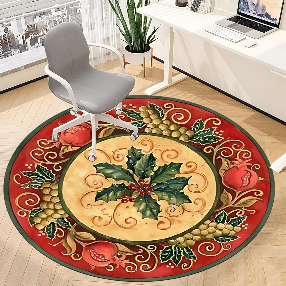 1pc Festive Plate Carpet for Office Non-Slip, Round Carpet, Soft & Comfortable, Carpet for Office, Round Floor Mat yy251225124