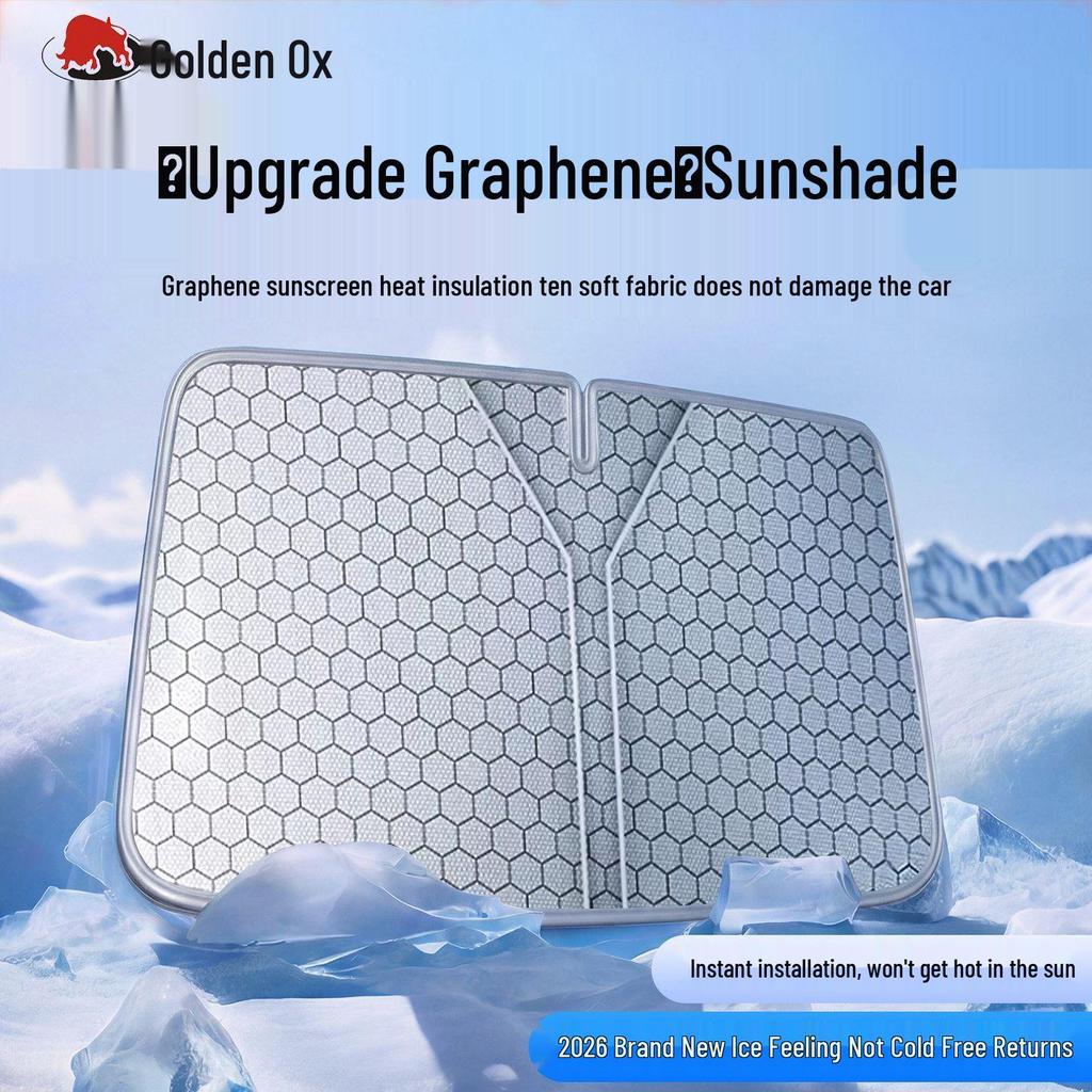 Graphene Double-Layer Car Sunshade: Heat Insulation Windshield Visor with Cool Fabric