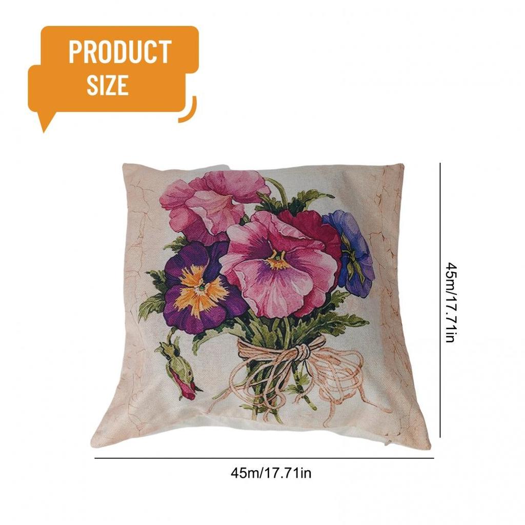 Stylish Home Decors Nordic Flowers Sofa Pillow Case Cotton Linen Cover