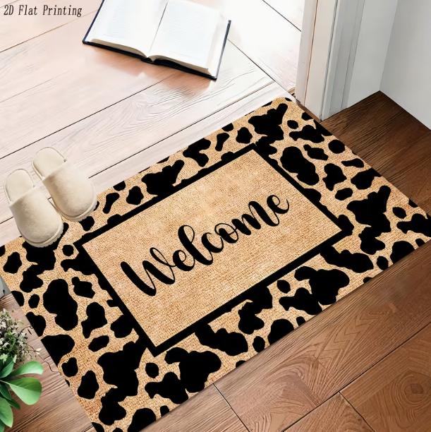 Retro Luipaardprint Antislip Tapijten Flanellen Vloermat Prachtige Deurmat Badkamertapijt Binnen en Buiten Decoratief Vloerkleed 30x50cm