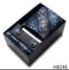 Tie Handkerchief Cufflink Set For Men Necktie Holiday Gift Box Blue Gold Suit Accessories Slim Wedding Gravatas
