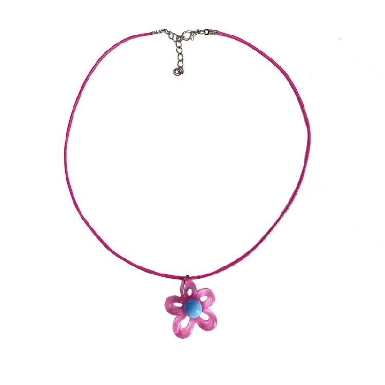 Подвеска-сердечко со звездочкой и цветочком, ожерелья для женщин и девочек, акриловое ожерелье