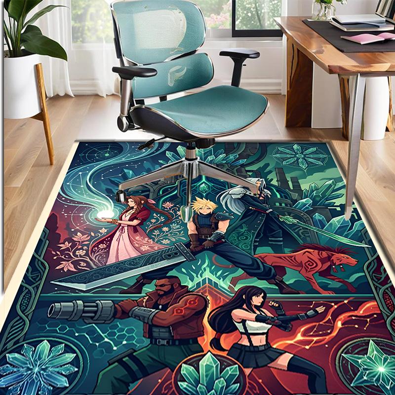 Final Fantasy Pattern Rug, Indoor/Outdoor Mat, for Picnic, Gameroom, Bedroom, Office, Living Room, Home Decor Carpet, Birthday Gift