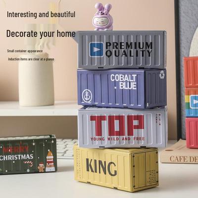 Caja Mini Contenedor Industrial: Modelo de Apoyo Envejecido y Solución de Almacenamiento Creativa