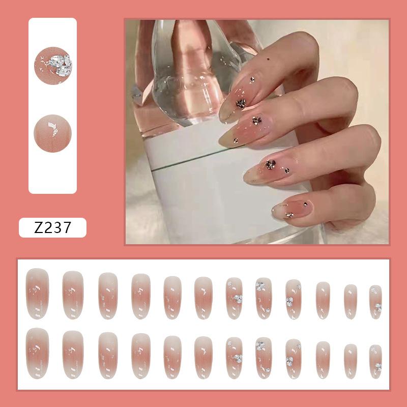 

24 шт., длинная розовая звезда, маленькая ромбовидная наклейка для ногтей, балетный ноготь, носимая часть ногтя, часть ногтя, съемная часть