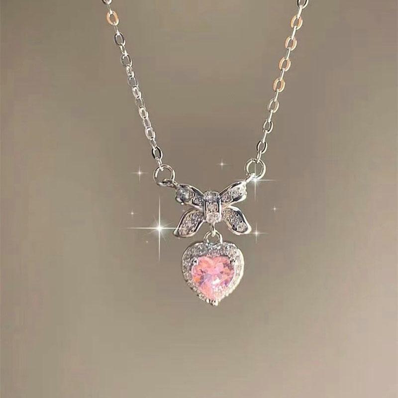 New Wine Red Cherry Gold Color Pendant Necklace For Women Personality Fashion Necklace Wedding Zircon Birthday Gifts