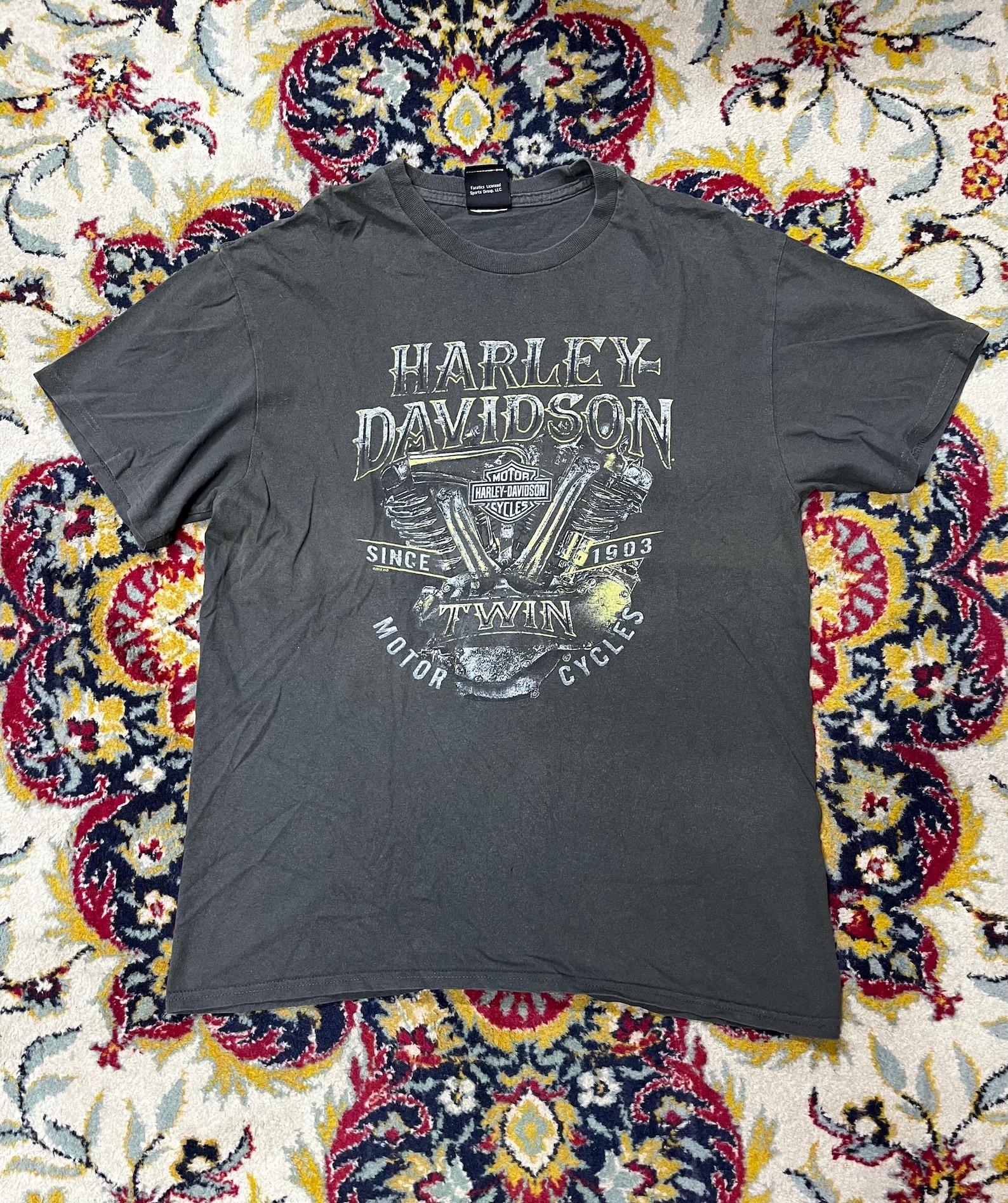Vintage Harley-Davidson Twin Motorcycles Graphic T-Shirt Size L XL